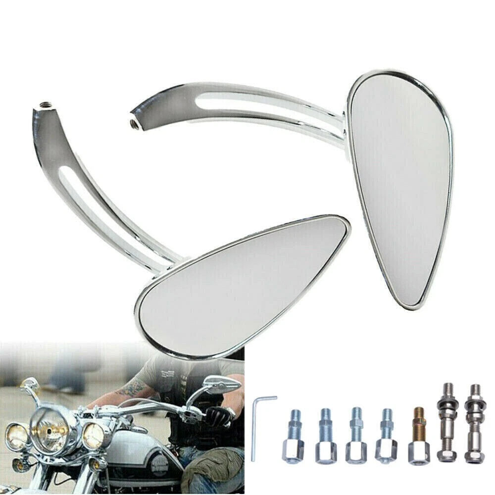 Skull Chrome Motorcycle Mirrors for Harley Davidson Road King, Street Glide, Dyna