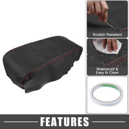 Center Console Armrest Cover for Dodge Charger Black Red Stitches (2008-2010)