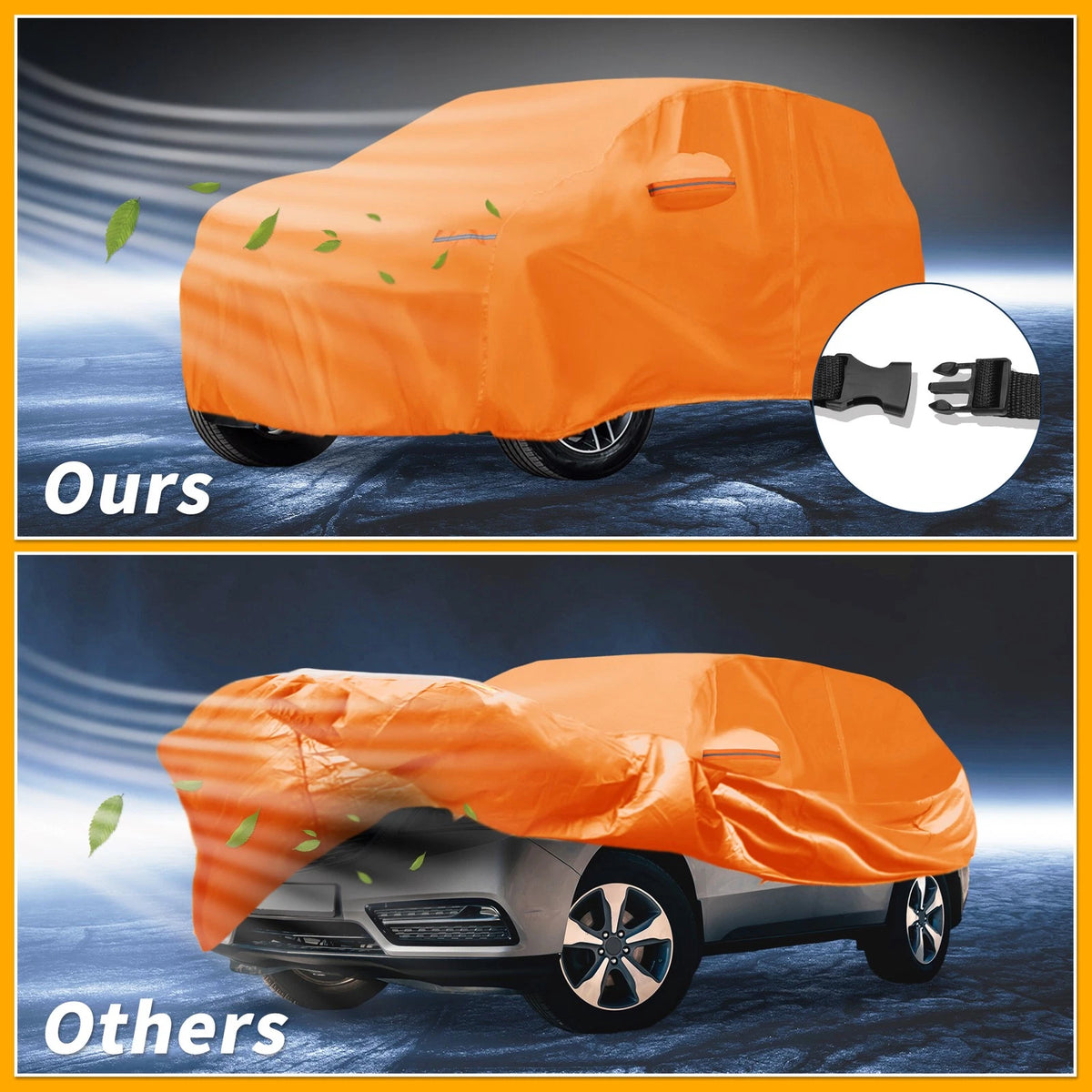 210D-PU Car Cover for Acura MDX Orange with Zipper