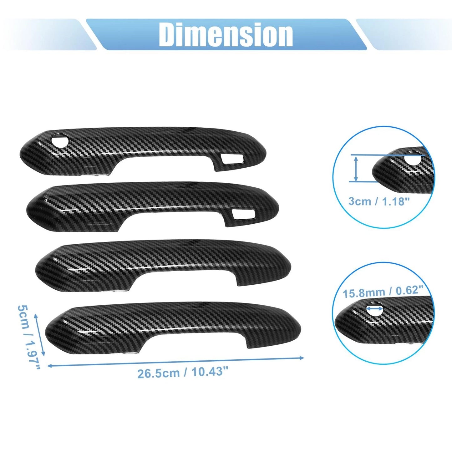 4 x Door Handle Cover Trim Carbon Fiber for Toyota RAV4 (2019–2021)