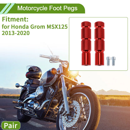 Foot Pegs Front Aluminum Alloy Red for Honda Grom MSX125 (2013–2020)