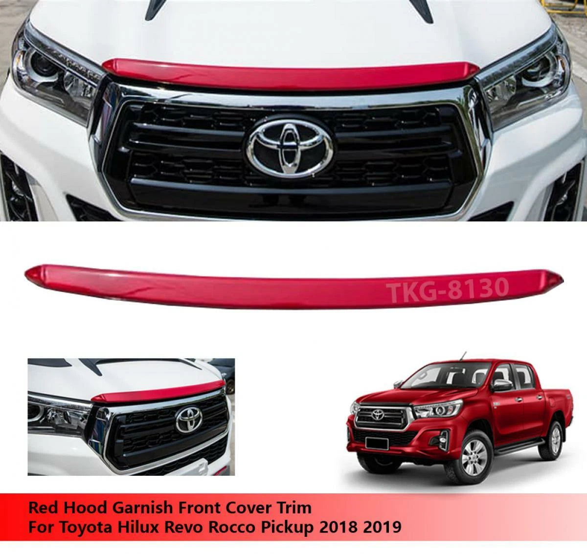 Red Hood Garnish Cover for Toyota Hilux 1kd1KD/ Kun(2018-2019)