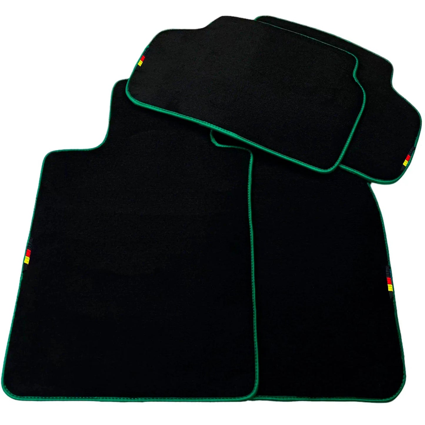 AutoWin Black Floor Mats for BMW X3M F97 SUV with Green Trim (2019-2024)