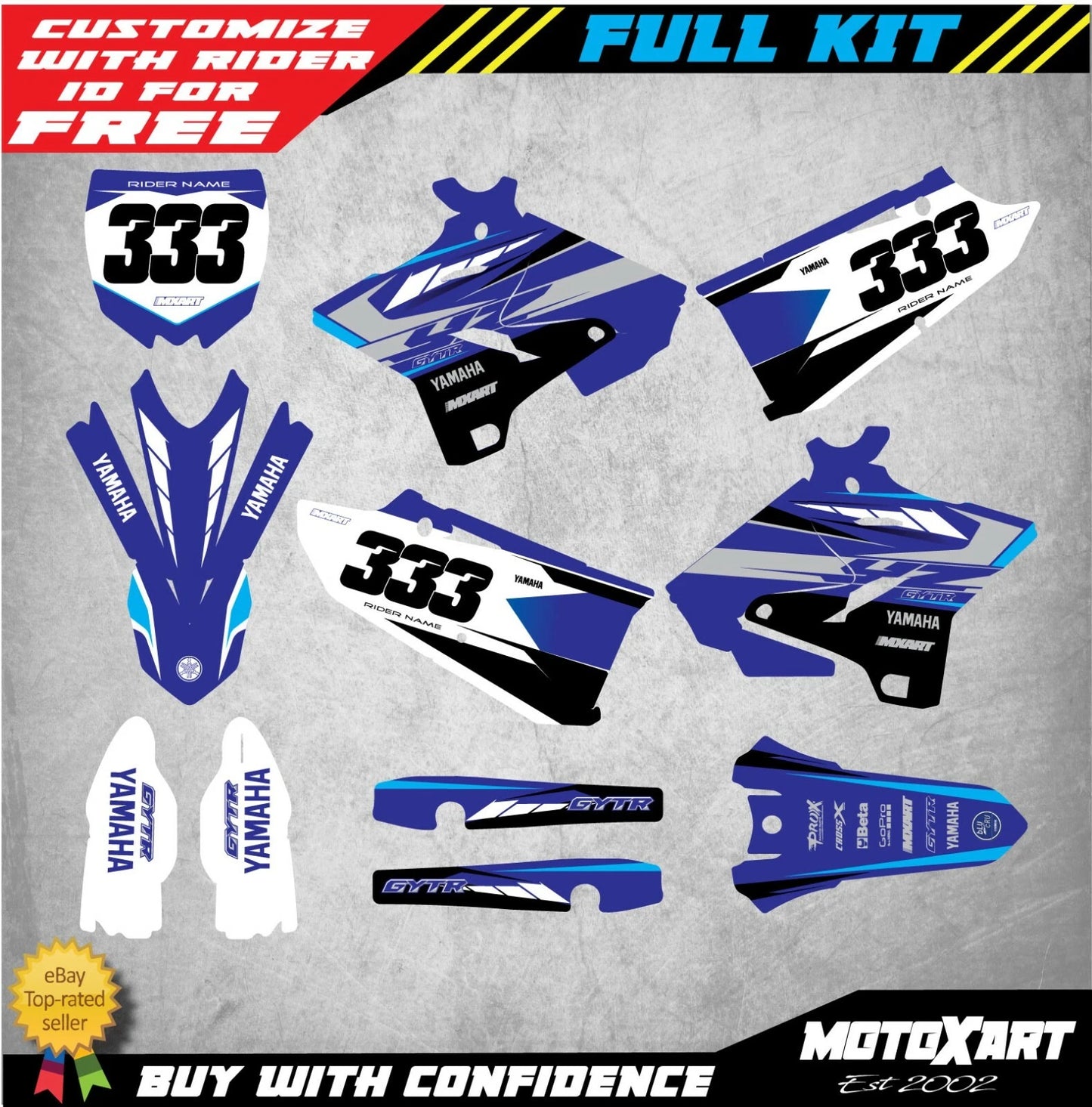 Custom Graphics Decal Kit for Yamaha YZ 250 (2015-2021) TORNADO Style