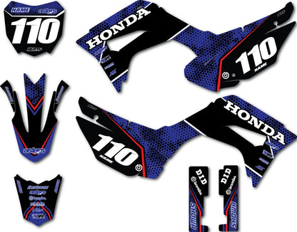 Custom Graphics Full Kit for Honda CRF 110 2019-2024 Clipper Black Stickers