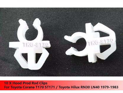 10 x Hood Rod Clips for Toyota Corona T170 / Hilux RN30 LN40 (1979-1983)