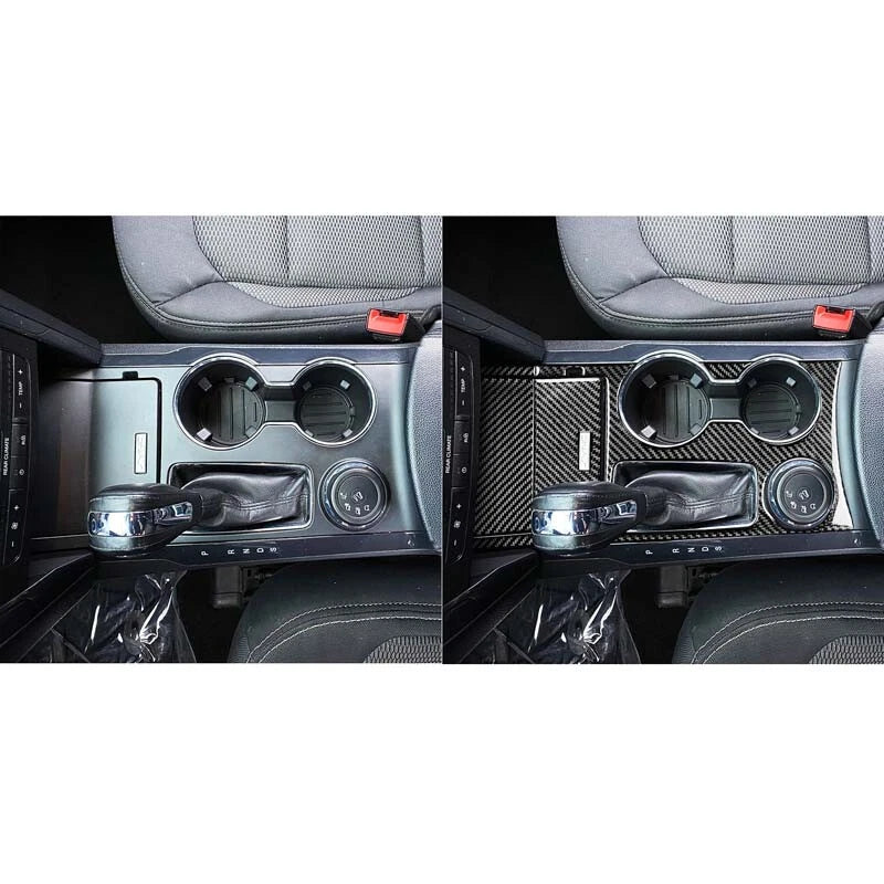 Carbon Fiber Cup Holder Center Console Cover Trim Fits Ford Explorer 2013-2019