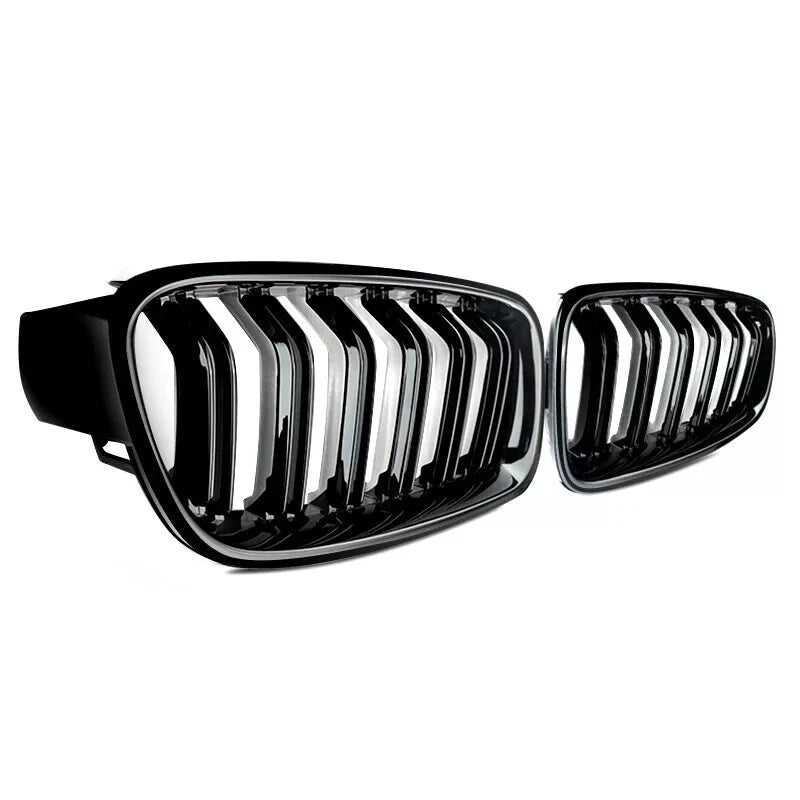 Gloss Black Mirror Caps Covers & Kidney Grill for BMW F30 320i 328i (2012-2018)