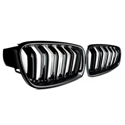 Gloss Black Mirror Caps Covers & Kidney Grill for BMW F30 320i 328i (2012-2018)