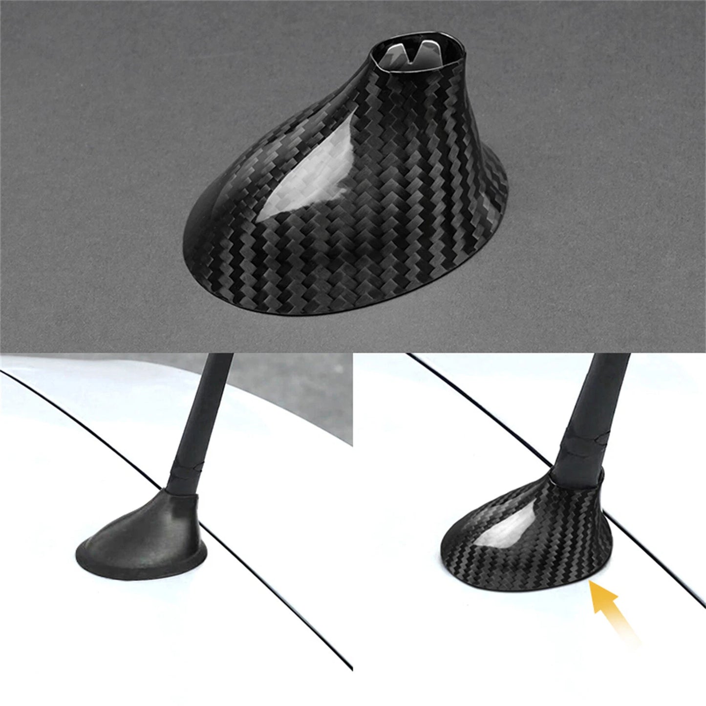Carbon Fiber Shark Fin Antenna Cover for Fiat 500 Abarth 2010-2015 Black