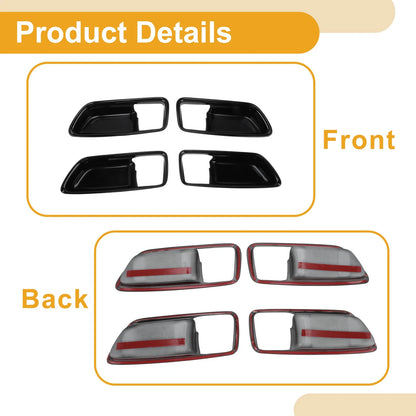 Gloss Black Interior Door Handle Bowl Cover Trim for Toyota Corolla (2019-2025)