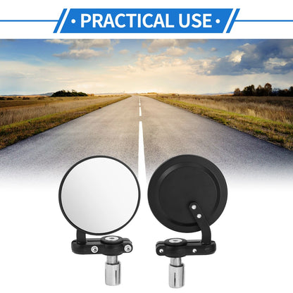 M8 Rear View Mirrors Round Shape Handlebar for Motorcycle Black Aluminum