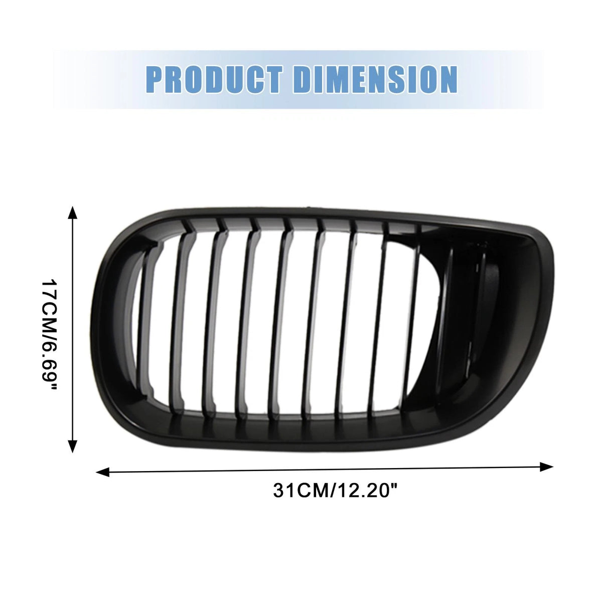 Front Upper Hood Bumper Grille for BMW 335i (2007-2013) - Matte Black Pair