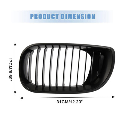 Front Upper Hood Bumper Grille for BMW 335i (2007-2013) - Matte Black Pair