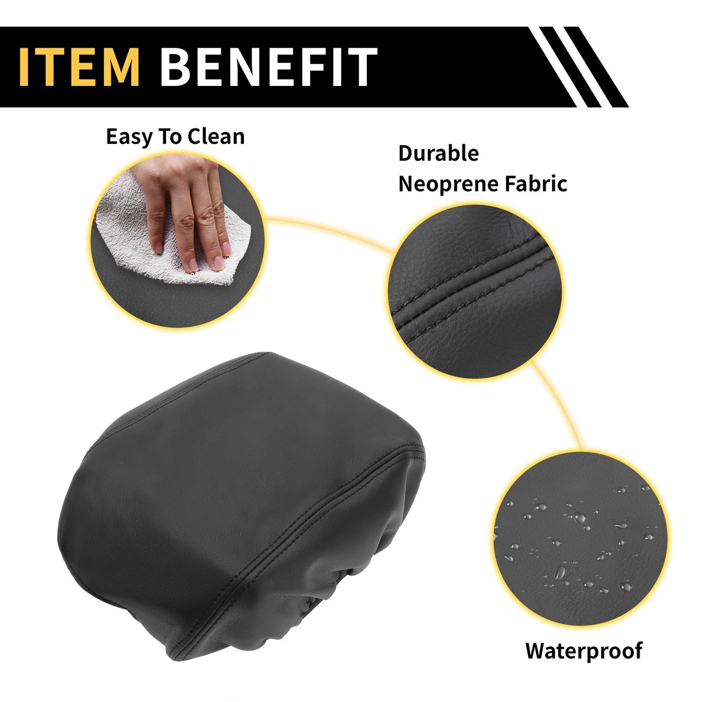 Arm Rest Cover for Jeep Wrangler Microfiber Leather Black (2011-2023)