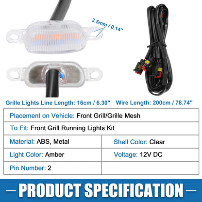 Grill LED Light Set for Ford F150 F250 F350 (2015-2023) Amber Clear Lights