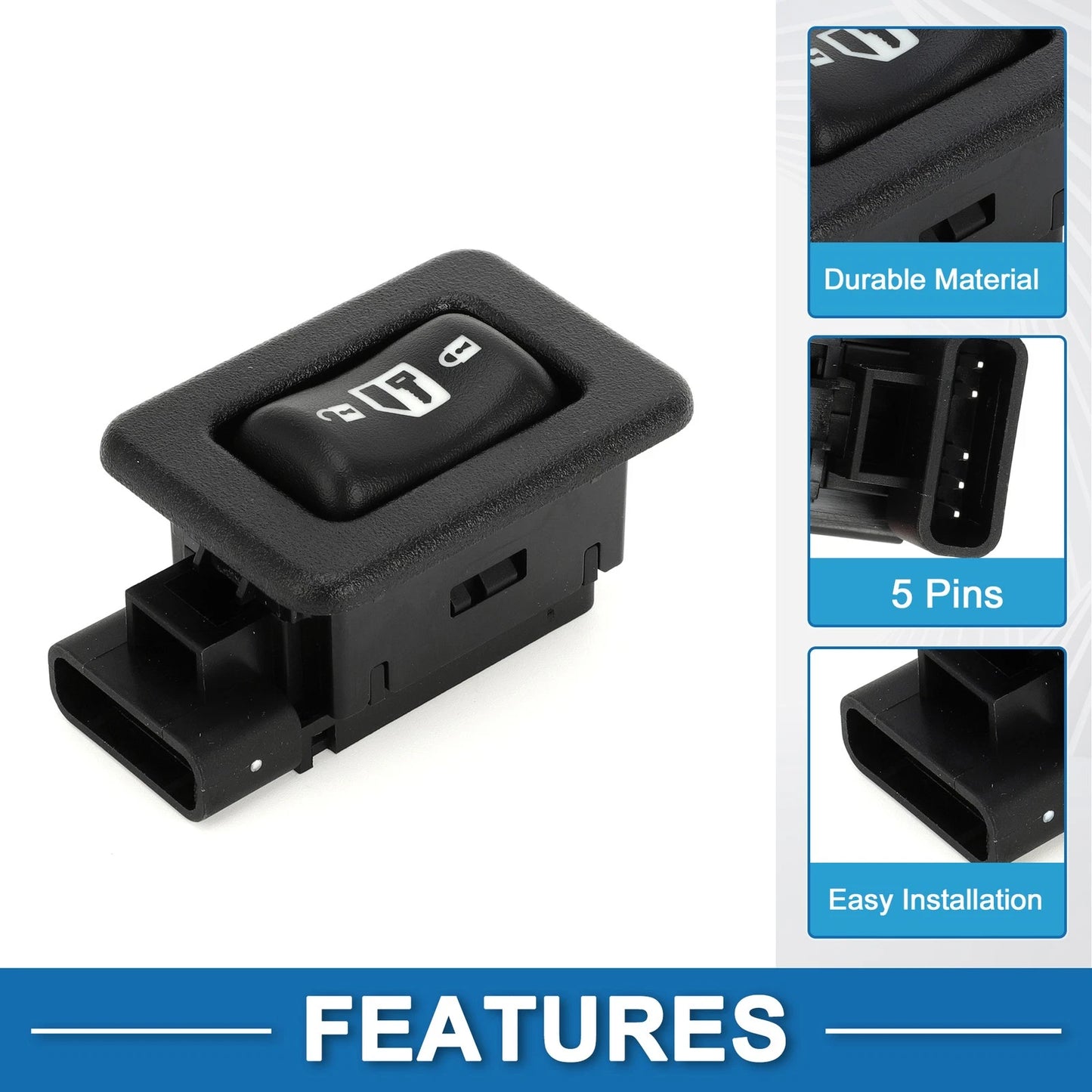 Door Lock Switch for Chevrolet Silverado 1500 2500 3500 Plastic Metal Black