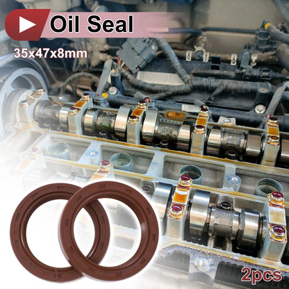 Oil Seal 35x47x8mm FKM Rubber Brown 2 x Seal Ring Rotary Shaft