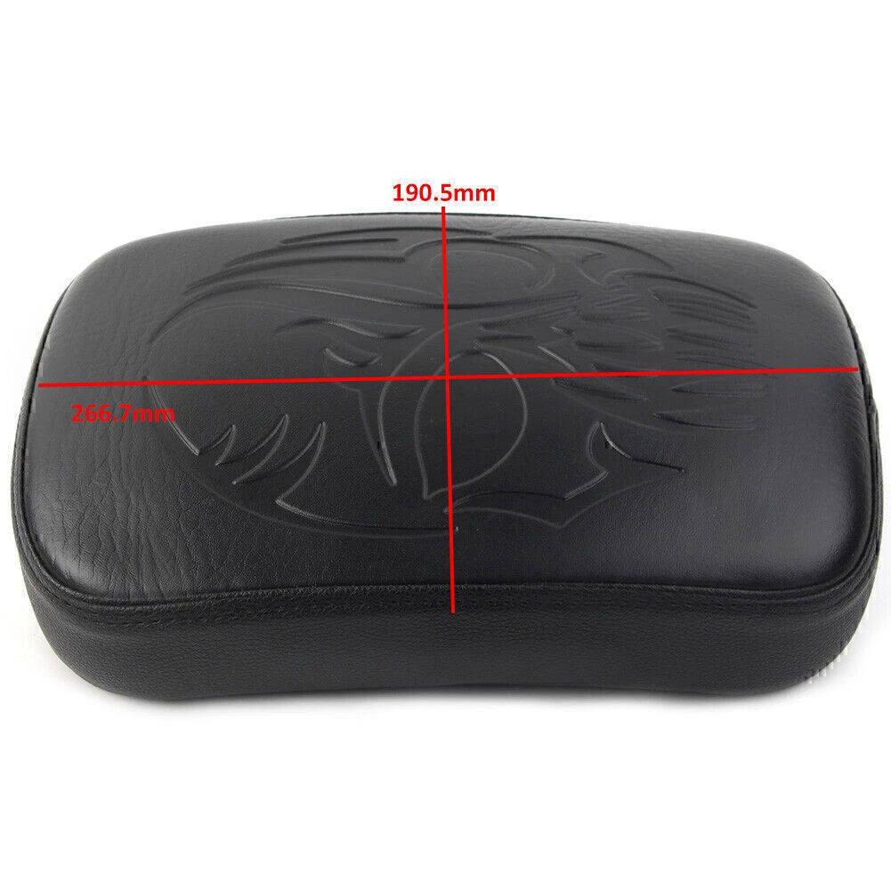Black Rear Passenger Pillion Pad Seat with 8 Suction Cups for Harley Bobber
