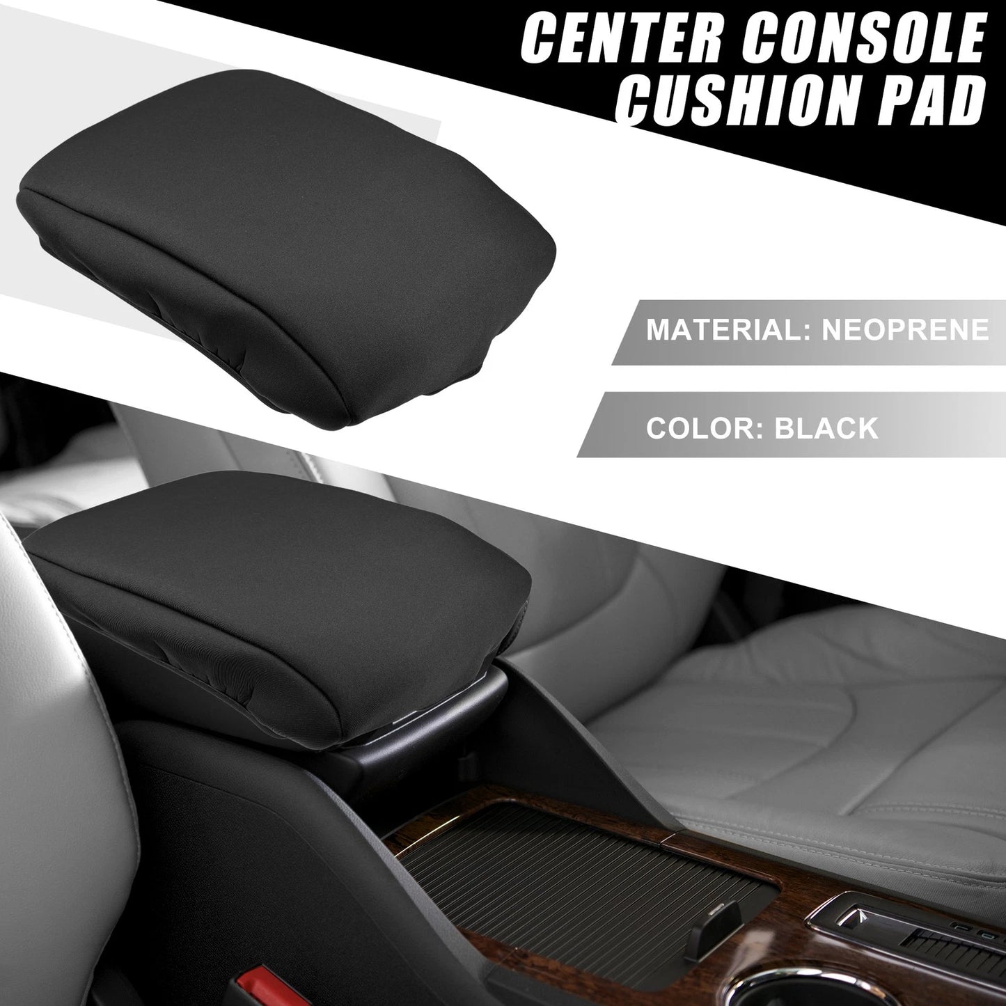 Car Center Console Armrest Cushion Cover Black for Toyota 4Runner (2010–2023)