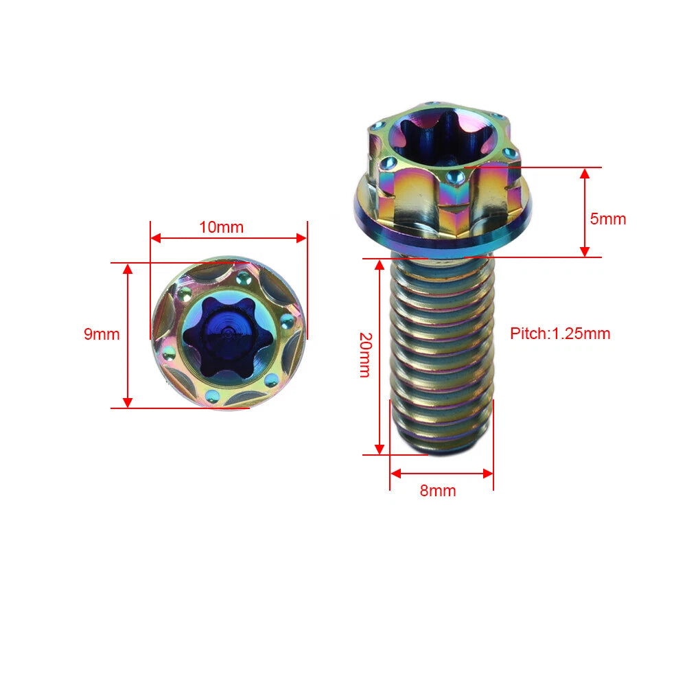 6 x Titanium Bolts Torx Head Flange Screws M8x20mm for Motorcycle Bike