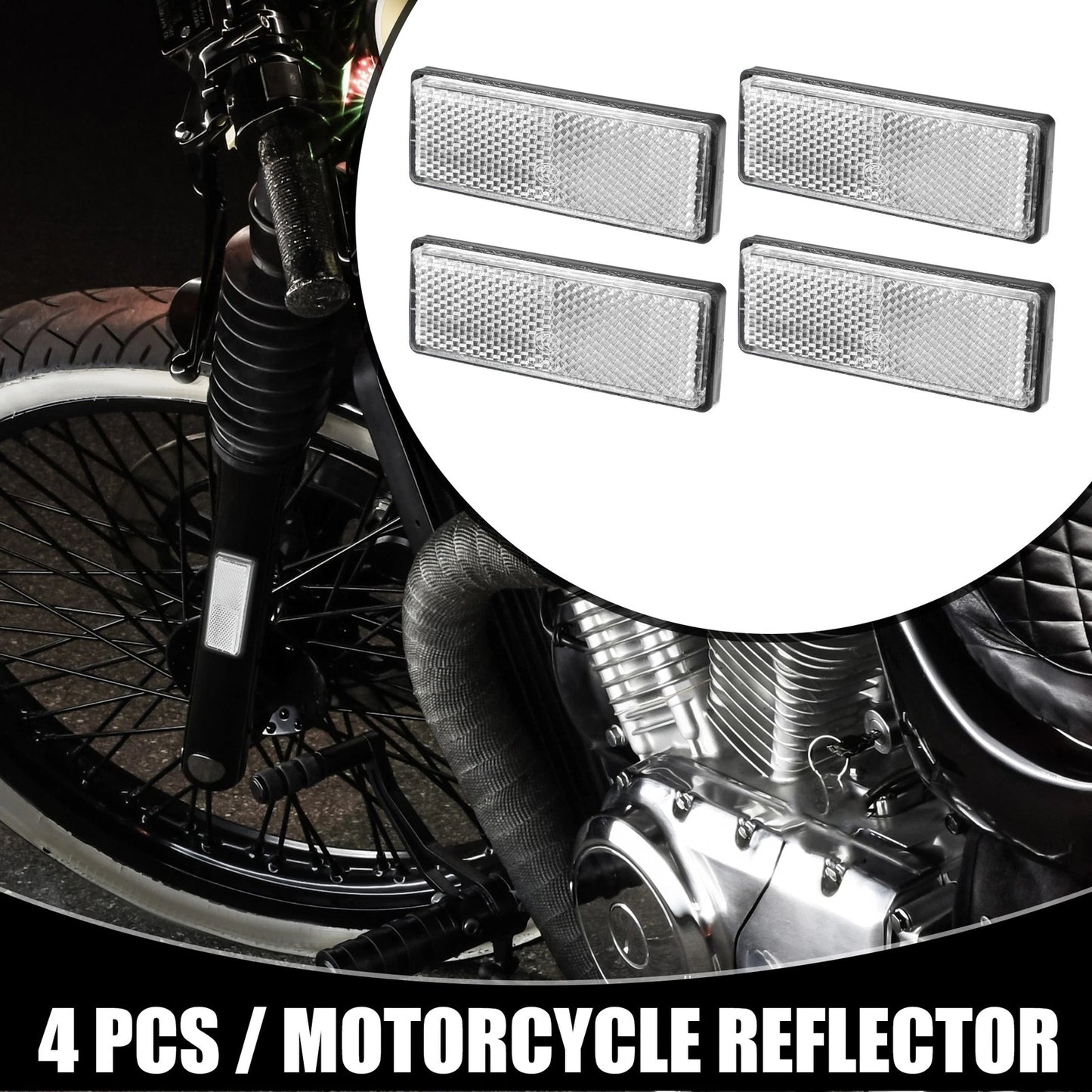 4 x 3.46"x1.26" Universal Reflector Rectangle for Motorbike Bike Reflector White
