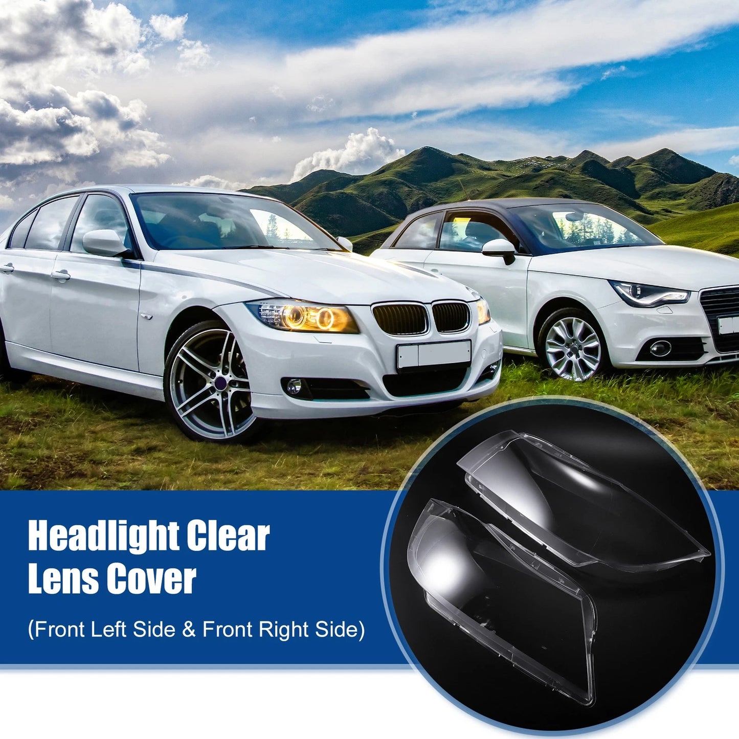 1 Pair Headlight Clear Lens Cover for BMW 3 E90 E91 (2005 - 2012)