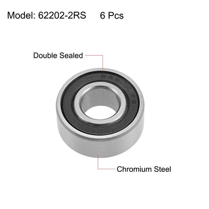 15x35x14mm Double Sealed Chrome Steel Z2 ABEC1 Ball Bearings