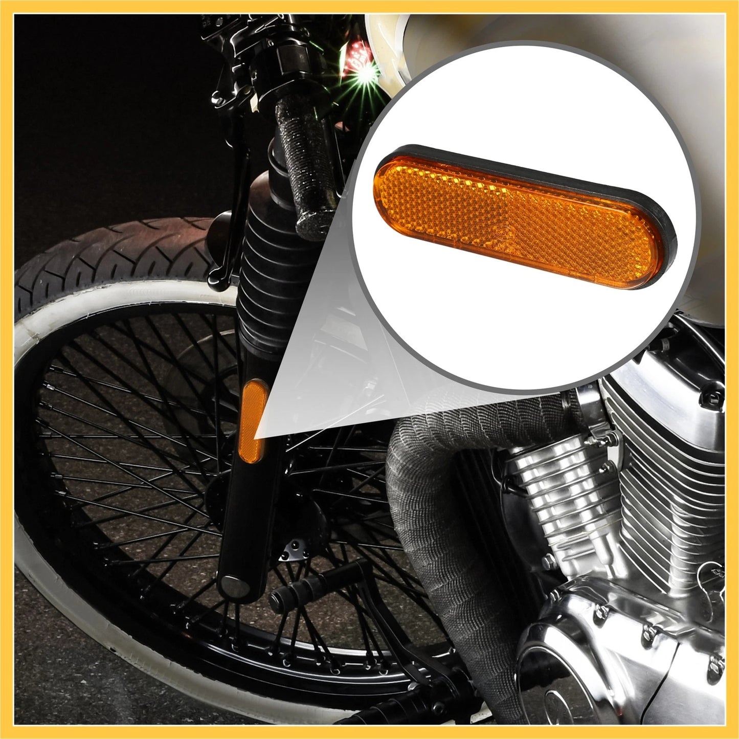 4pcs / 3.98x1.18in / Universal Reflector Oval Safety Reflector Orange for Motorcycle