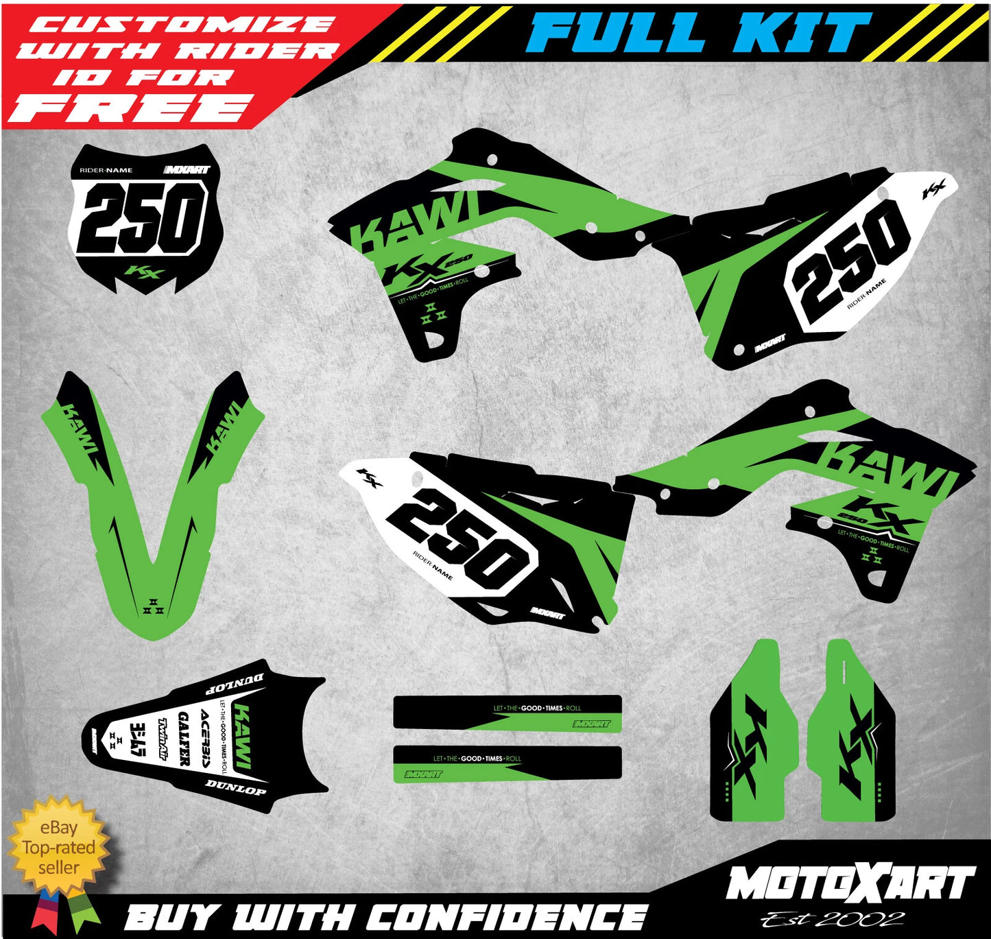 Custom Decal Kit for Kawasaki KXF 250 (2013-2016)