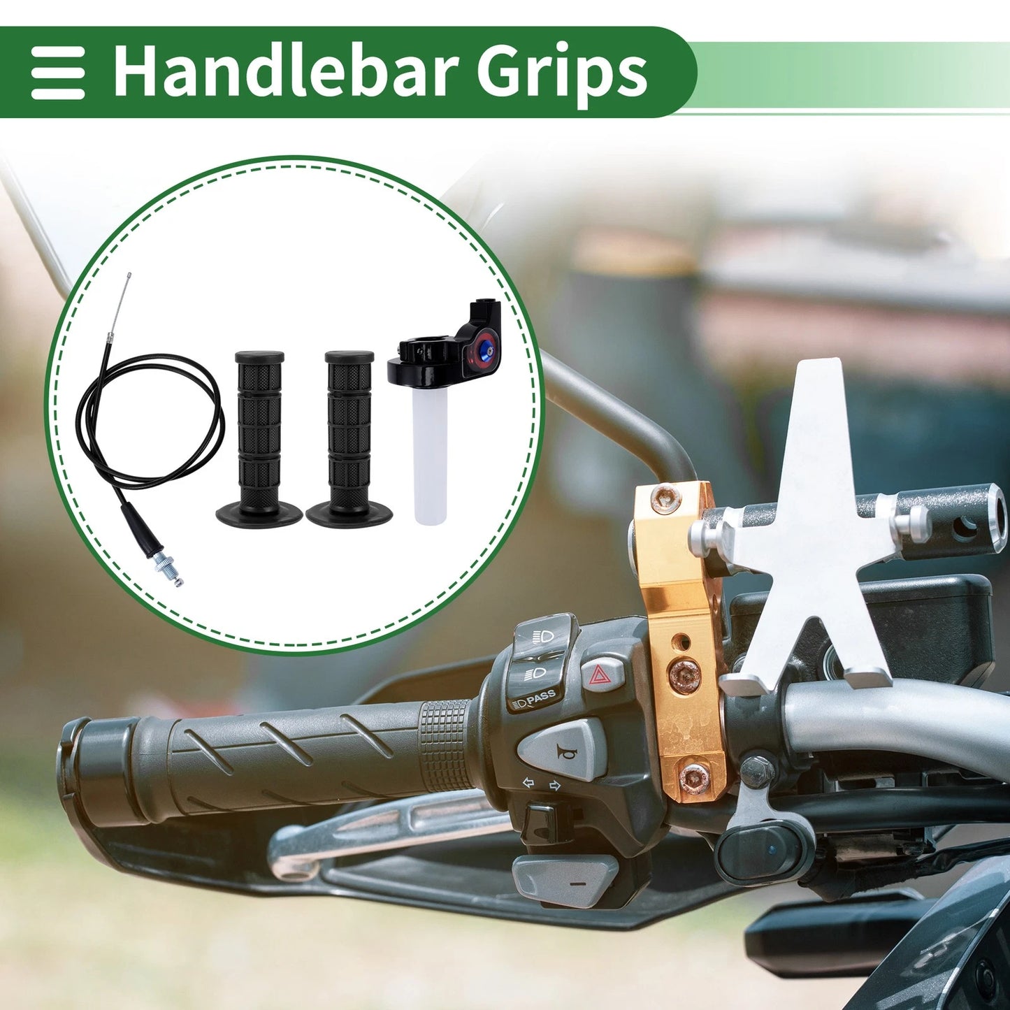 7/8 22mm Motorcycle Hand Grips Rubber Black Checkered Pattern
