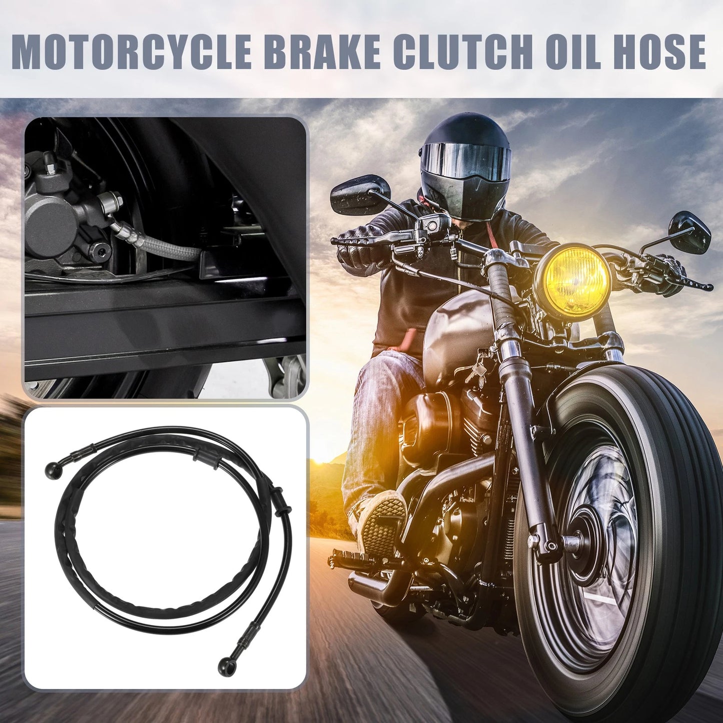 Oil Hose 155cm Clutch Throttle Pipe Black for Motorcycle