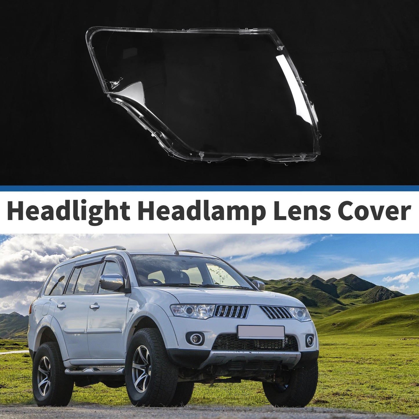 Front Right Headlight Lens Cover for Mitsubishi Pajero (2007-2018)