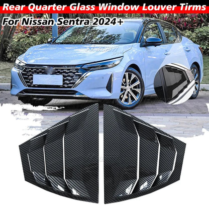 Carbon Style Rear Window Louver Vent Shutter Trim for Nissan Sentra (2024–2025)