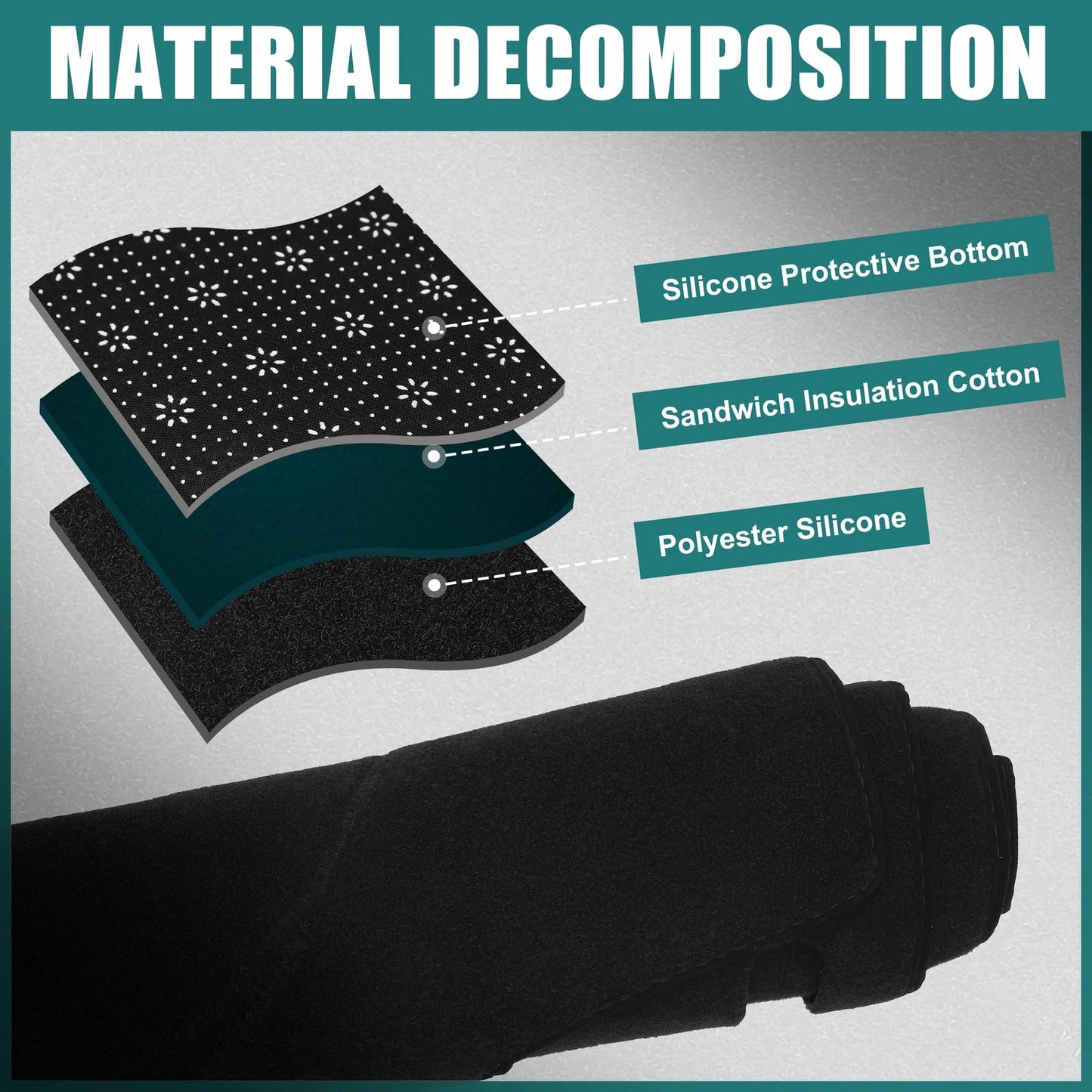 Dashboard Cover Black Polyester Non-slip Mat for Toyota Corolla (2007-2012)
