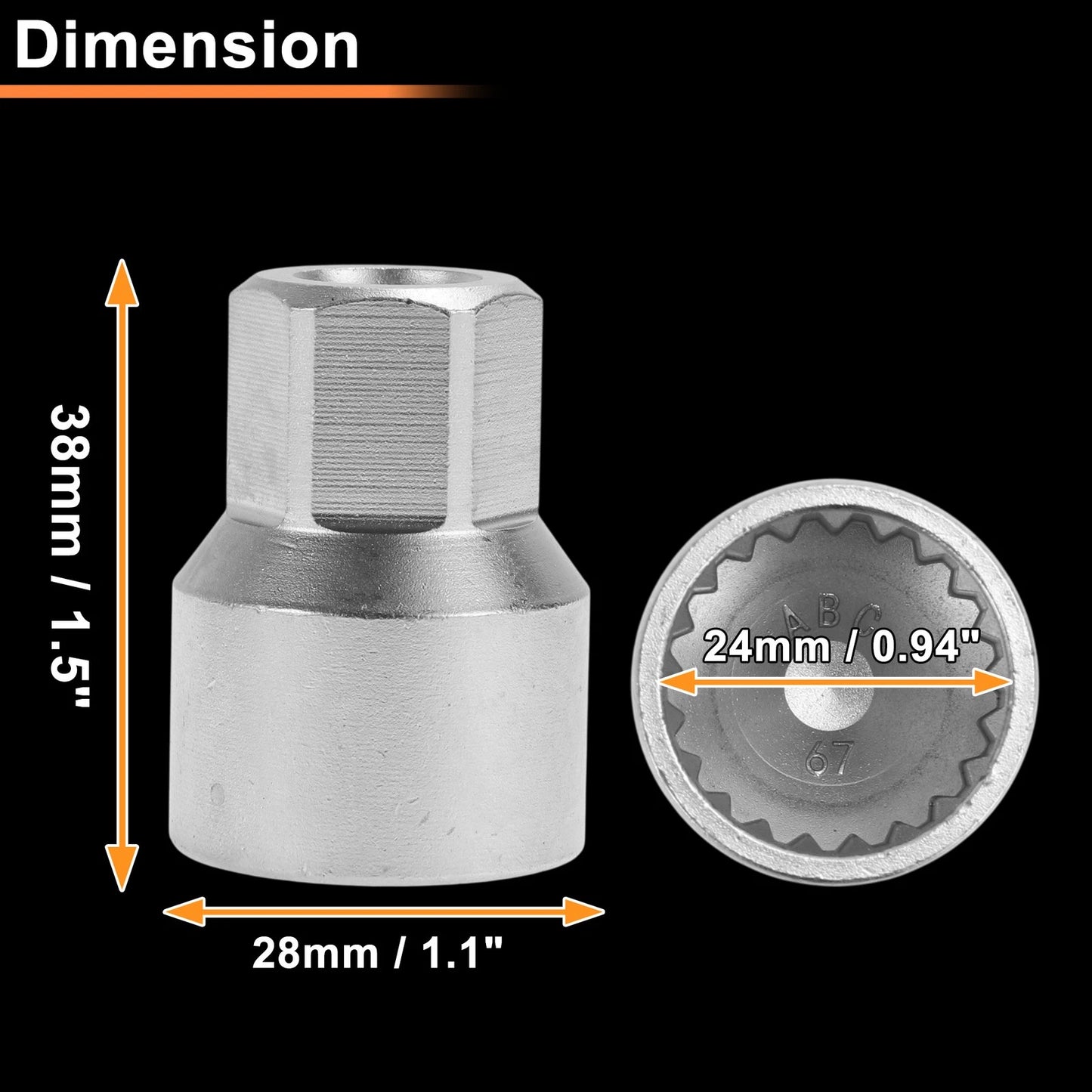 Wheel Lock Lug Nut 21Pt Key Socket Removal Tool for VW Touareg