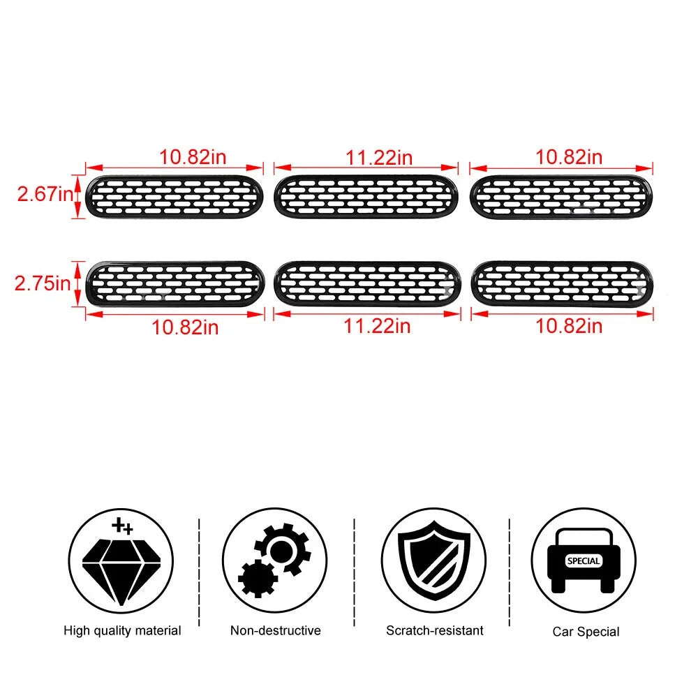 Black Mesh Front Grille Inserts Trim Cover for Ford Bronco (2021-2024)
