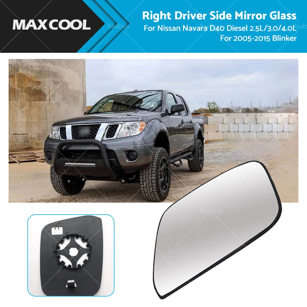 Right Driver Side Mirror Glass for Nissan Navara D40 (2005-2015)