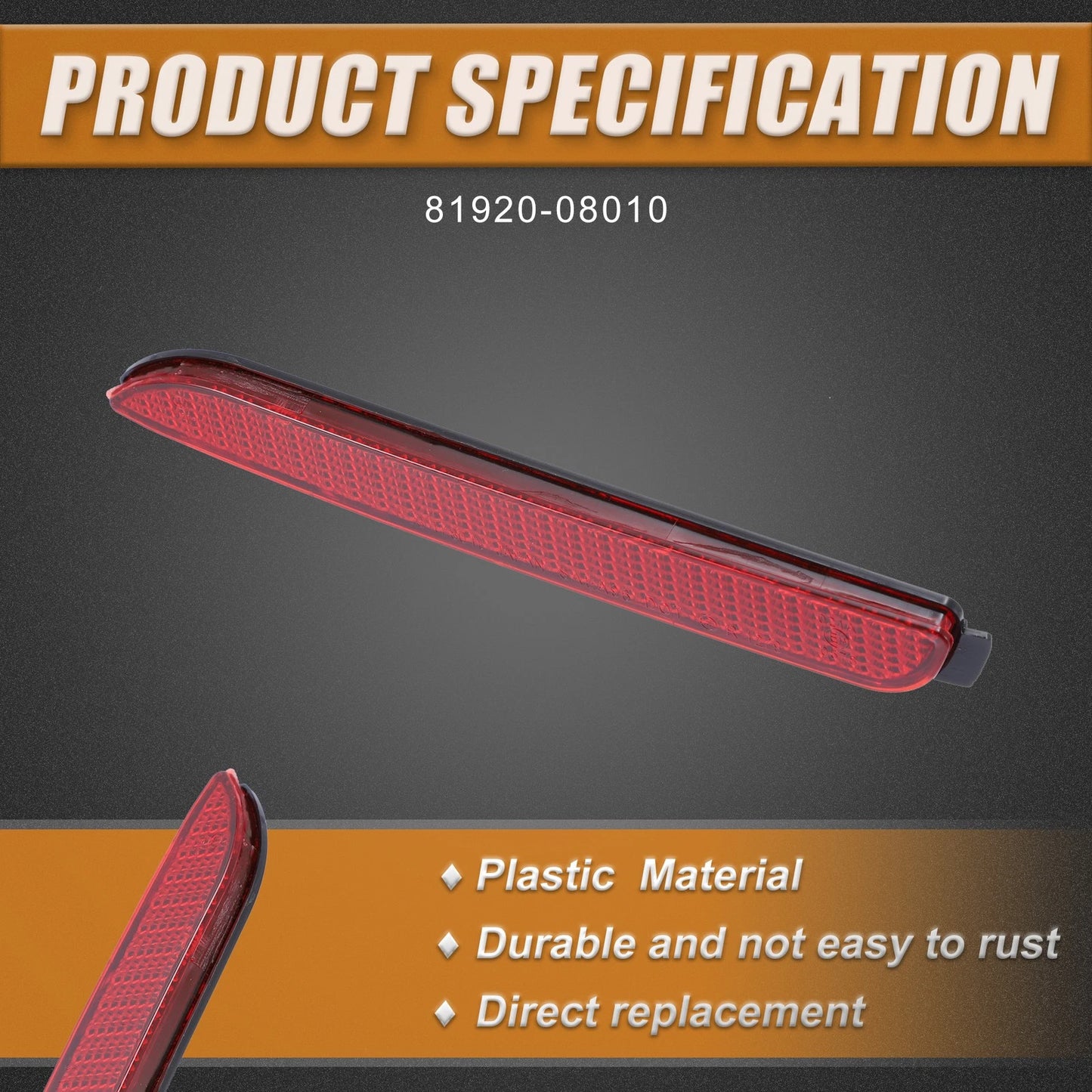 Rear Left Side Bumper Reflector Light Cover for Toyota RAV4 (2019–2023)