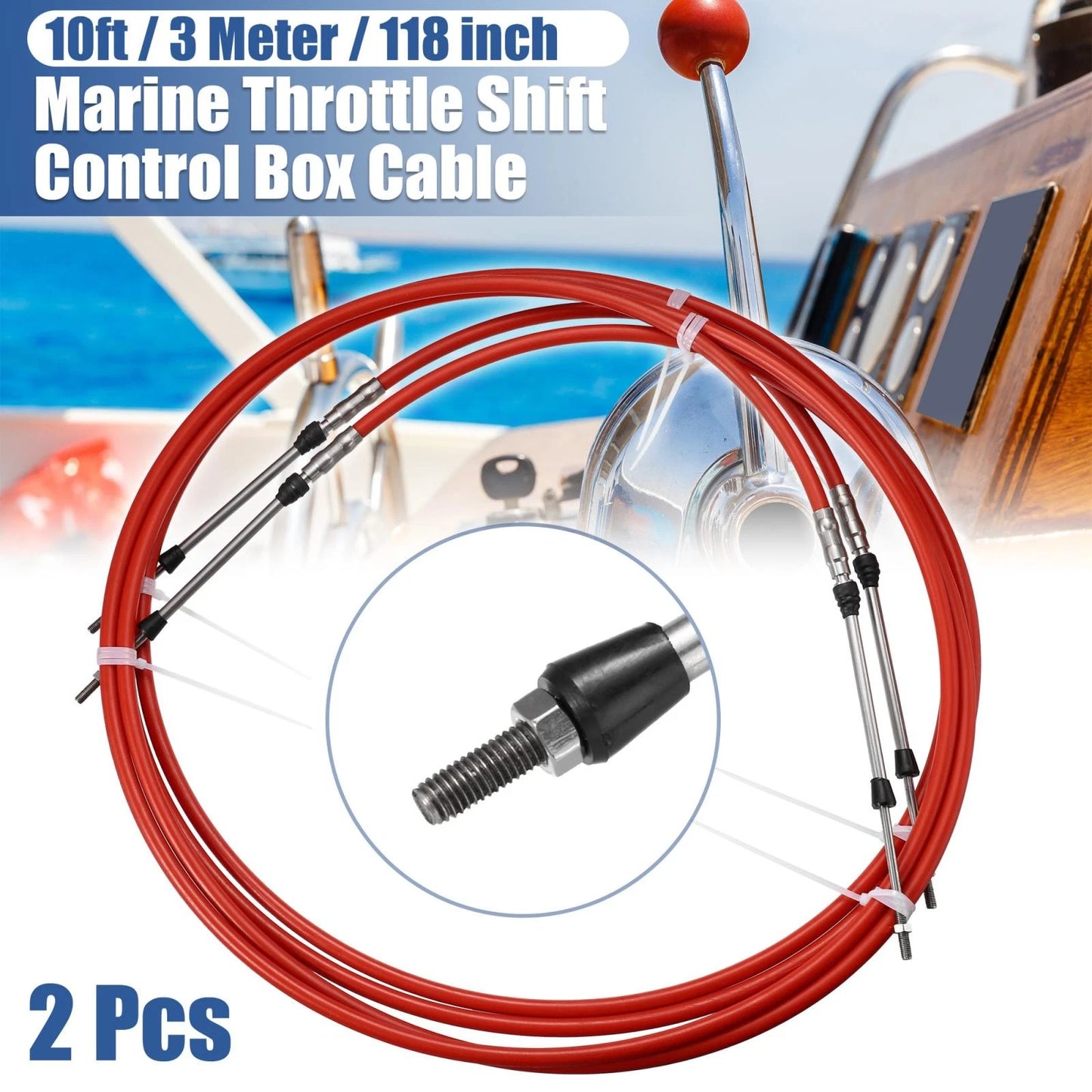 Remote Control Box Cable 2 x 10ft 118 Inch for Yamaha Red