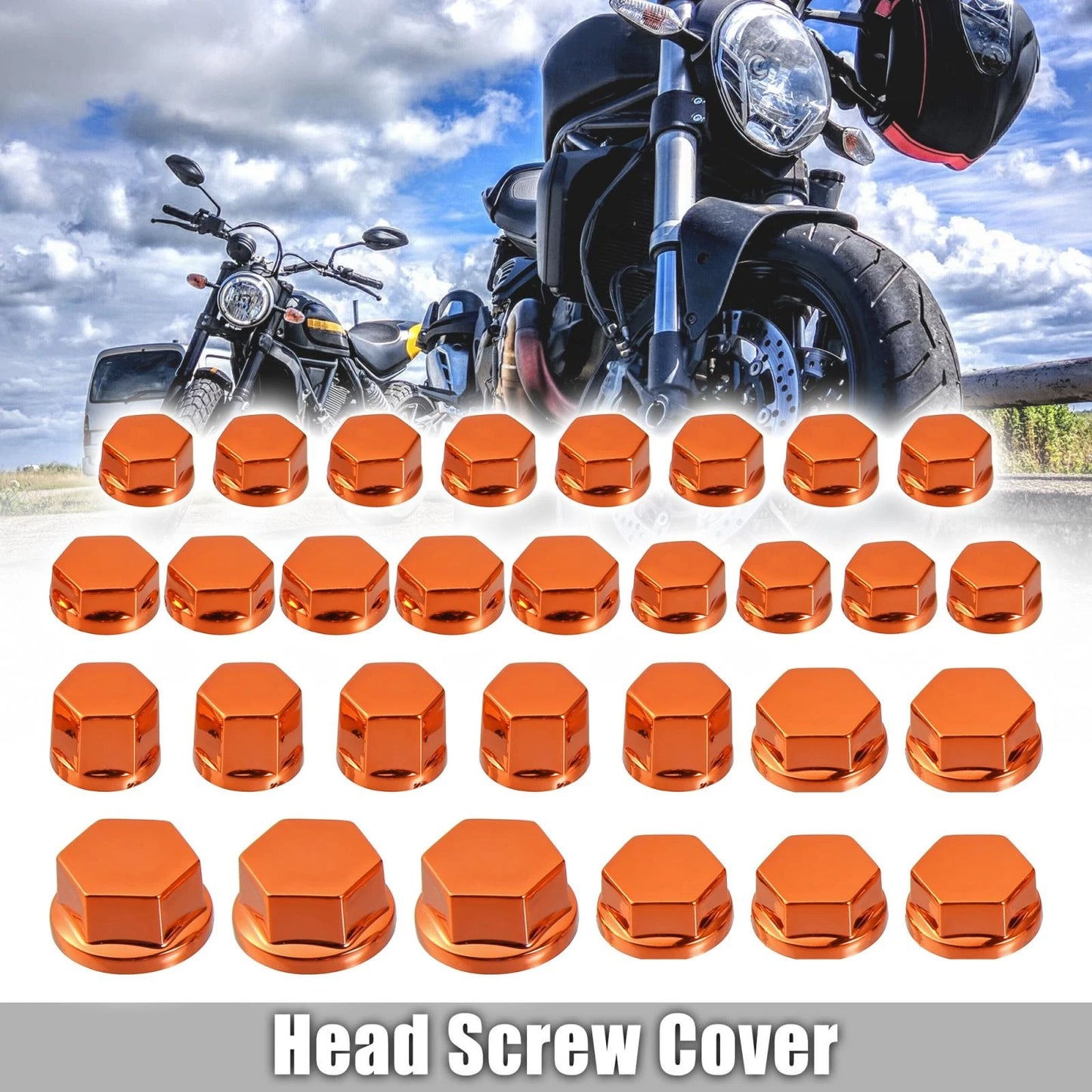 Set Screw Cap / 1 x / Nut Bolt Cover Decoration Orange for Motorcycle Motorbike