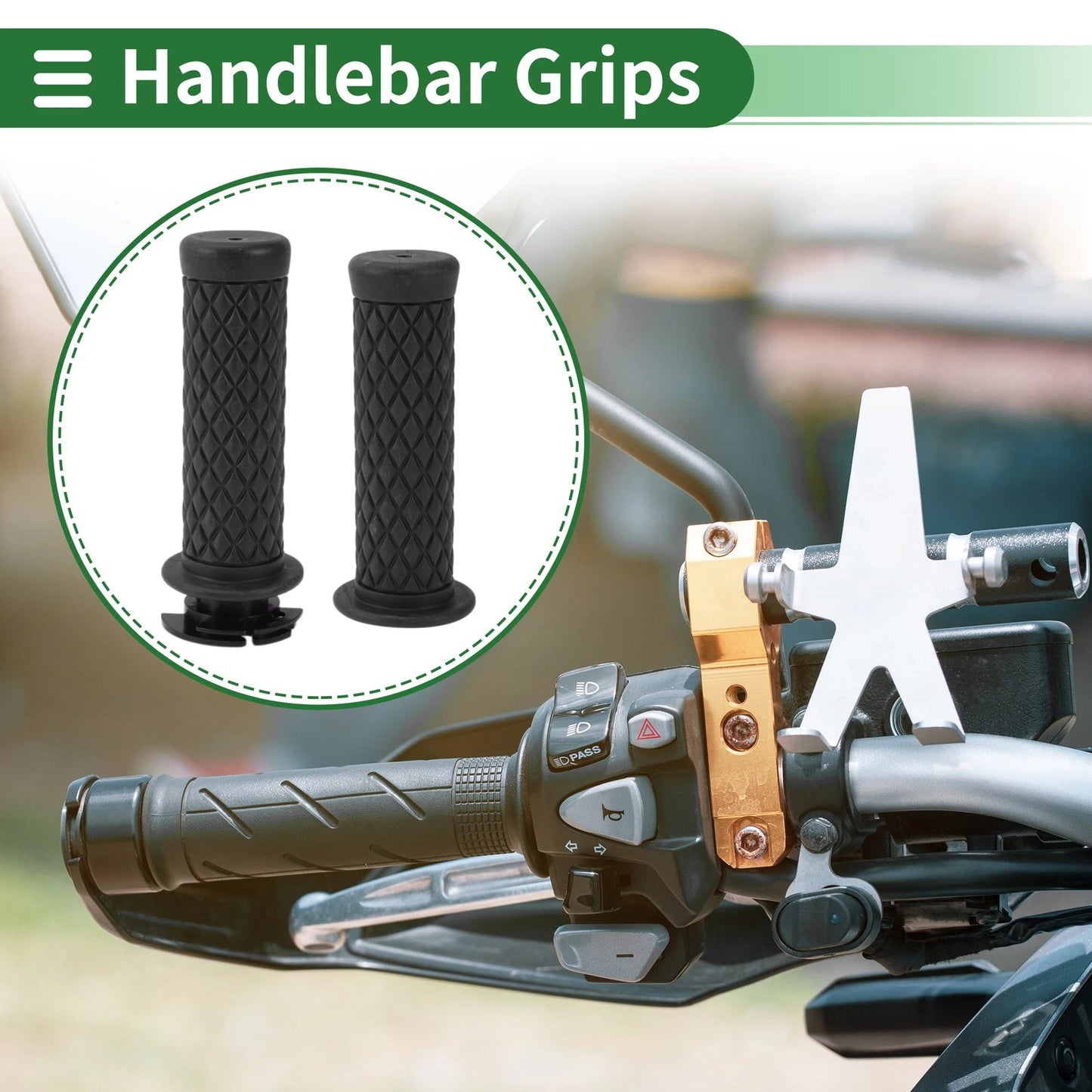 Grips 7/8" 22mm Hand Grips TPU Black Rhombus for Motorcycle