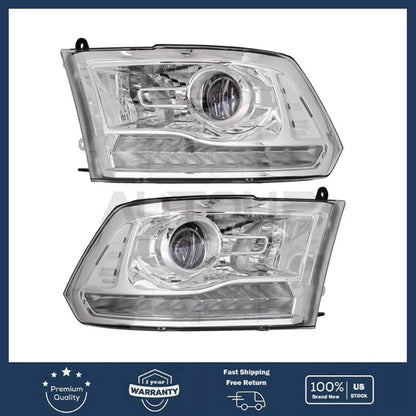 LED DRL Projector Headlights Chrome for Ram 1500 2500 3500 (2009–2018)