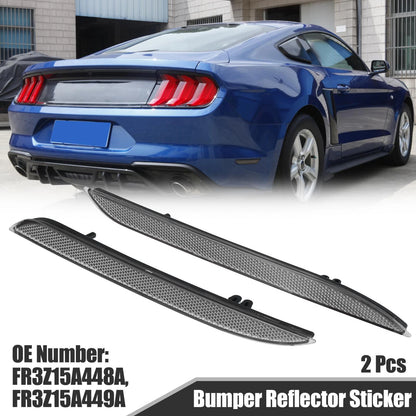 Bumper Reflector Stickers 2 x for Ford Mustang (2015-2023) Smoked Black