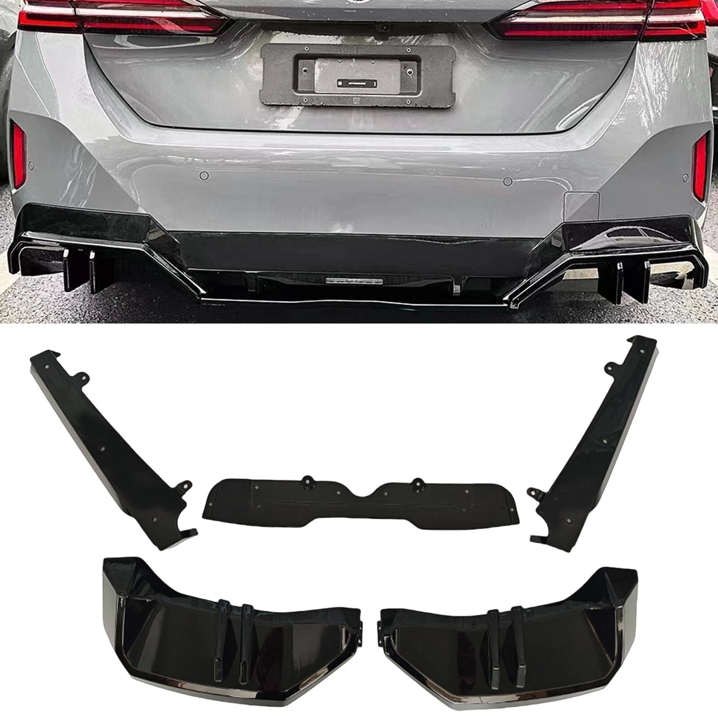 Rear Bumper Diffuser Lip for BMW 5 Series I5 G60 G61 (2024 - ) Gloss Black