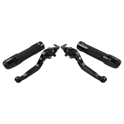 Black Extendable Brake Clutch Levers Grips Set for BMW F650GS (2002-2007)