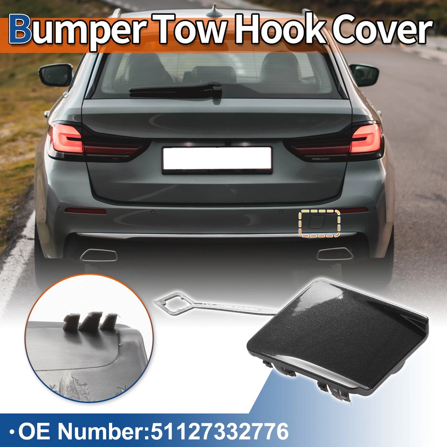 Rear Tow Hook Cover for BMW 5-Series F10 (2011-2017) - Sophisto Grey