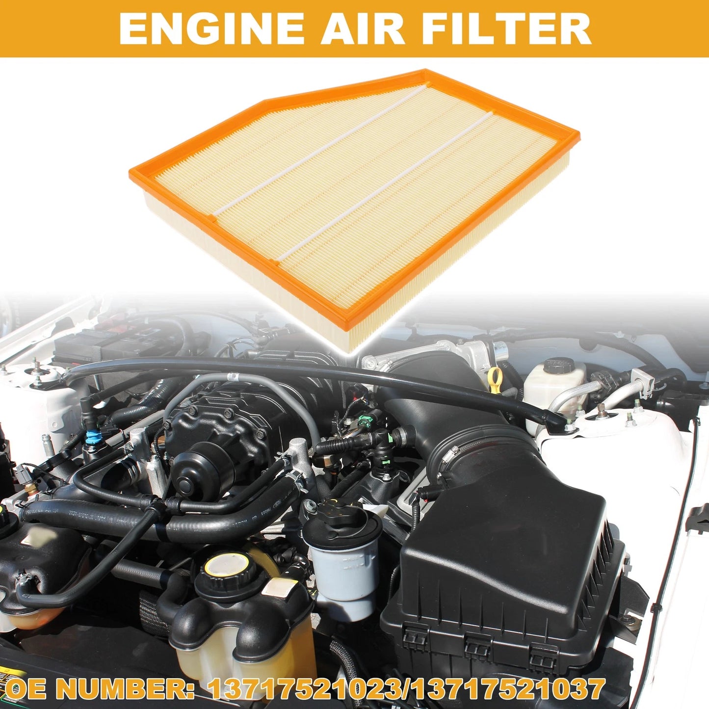Car Engine Air Filter for BMW 550i Base 4.8L (2006-2010) - 1 x Quality Filter