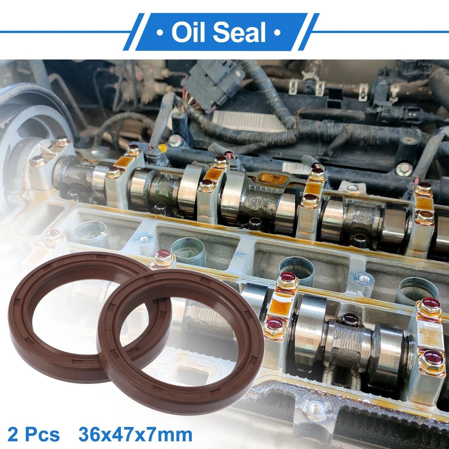 Oil Seal 36x47x7mm Brown 2 x Rotary Shaft Seal FKM Rubber for Make Model