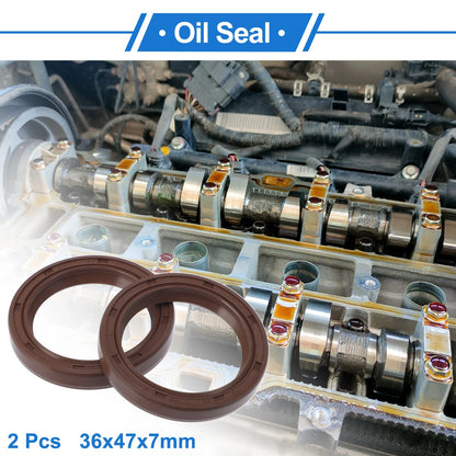 Oil Seal 36x47x7mm Brown 2 x Rotary Shaft Seal FKM Rubber for Make Model